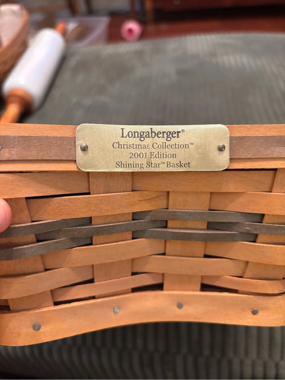 Longaberger 2001 Shining Star Basket with plastic insert and fabric liner